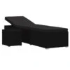 Set Chaise Longue Et Table Tissu Et Résine Tressée Noir Viali -Mobilier De Jardin set chaise longue et table tissu et resine tressee noir 3666722554404 389567