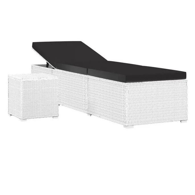 Set Chaise Longue Et Table Tissu Noir Et Résine Blanche Viali 3 Set Chaise Longue Et Table Tissu Noir Et Résine Blanche Viali