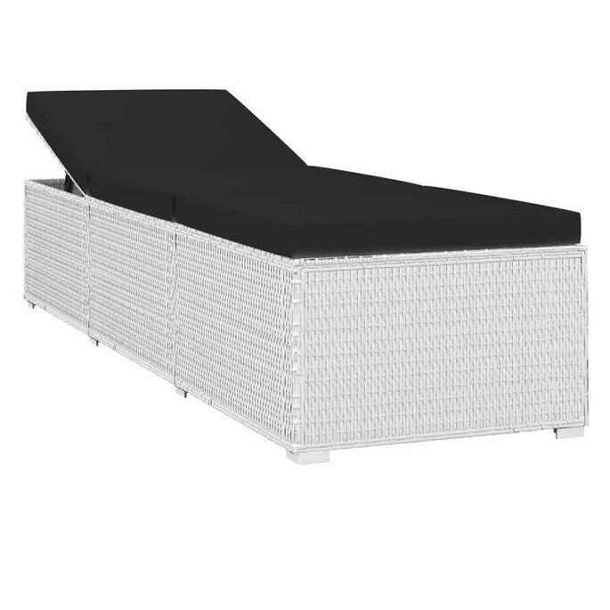 Set Chaise Longue Et Table Tissu Noir Et Résine Blanche Viali 4 Set Chaise Longue Et Table Tissu Noir Et Résine Blanche Viali – Image 2