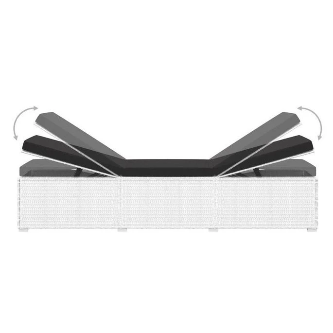 Set Chaise Longue Et Table Tissu Noir Et Résine Blanche Viali 5 Set Chaise Longue Et Table Tissu Noir Et Résine Blanche Viali – Image 3