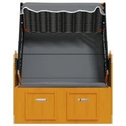 Strandkorb Avec Auvent Résine Tressée Et Bois Solide Anthracite -Mobilier De Jardin strandkorb avec auvent resine tressee et bois solide anthracite 3666722119146 1366104