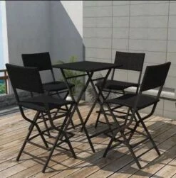 Table Bar Carrée Et 4 Chaises De Jardin Résine Tressée Noir Klark -Mobilier De Jardin table bar carree et 4 chaises de jardin resine tressee noir klark 3666722578783 259925