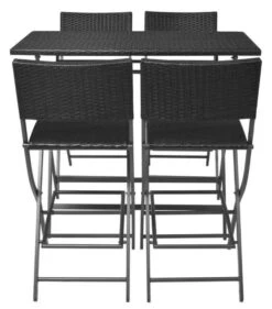 Table Bar Rectangulaire Et 4 Chaises De Jardin Résine Tressée Noir Klark -Mobilier De Jardin table bar rectangulaire et 4 chaises de jardin resine tressee noir klark 3666722579087 259429