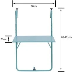 Table De Balcon Rabattable En Acier - 60 X 78 X 86-101 Cm - Bleu -Mobilier De Jardin table de balcon rabattable en acier 60 x 78 x 86 101 cm bleu 3612408408981 728842