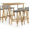 Table De Bar Et 6 Chaises De Jardin Acacia Massif Clair Et Résine Tressée Gris Vidot 150 -Mobilier De Jardin table de bar et 6 chaises de jardin acacia massif clair et resine tressee gris vidot 150 8718475614623 262906