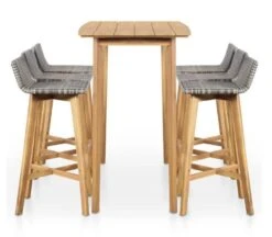 Table De Bar Et 6 Chaises De Jardin Acacia Massif Clair Et Résine Tressée Gris Vidot 150 -Mobilier De Jardin table de bar et 6 chaises de jardin acacia massif clair et resine tressee gris vidot 150 8718475614623 262908