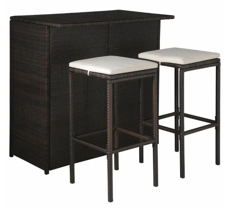 Table De Bar Rectangulaire Et 2 Tabourets De Jardin Résine Tressée Marron Klark 3 Table De Bar Rectangulaire Et 2 Tabourets De Jardin Résine Tressée Marron Klark