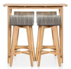 Table De Bar Rectangulaire Et 4 Chaises De Jardin Acacia Massif Clair Et Résine Tressée Gris Vidot -Mobilier De Jardin table de bar rectangulaire et 4 chaises de jardin acacia massif clair et resine tressee gris vidot 3666722577441 262914