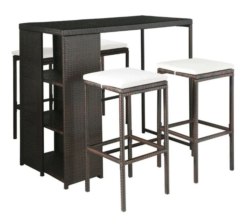 Table De Bar Rectangulaire Et 4 Tabourets De Jardin Résine Tressée Marron Klark 3 Table De Bar Rectangulaire Et 4 Tabourets De Jardin Résine Tressée Marron Klark