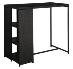 Table De Bar Rectangulaire Et 4 Tabourets De Jardin Résine Tressée Noir Klark -Mobilier De Jardin table de bar rectangulaire et 4 tabourets de jardin resine tressee noir klark 3666722577779 262212