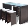 Table De Bar Rectangulaire Et 6 Tabourets De Jardin Résine Tressée Marron Boo -Mobilier De Jardin table de bar rectangulaire et 6 tabourets de jardin resine tressee marron boo 3666722577465 262886