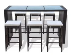 Table De Bar Rectangulaire Et 6 Tabourets De Jardin Résine Tressée Marron Boo -Mobilier De Jardin table de bar rectangulaire et 6 tabourets de jardin resine tressee marron boo 3666722577465 262888