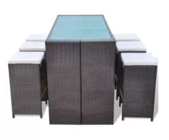 Table De Bar Rectangulaire Et 6 Tabourets De Jardin Résine Tressée Marron Boo -Mobilier De Jardin table de bar rectangulaire et 6 tabourets de jardin resine tressee marron boo 3666722577465 262889