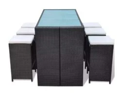 Table De Bar Rectangulaire Et 6 Tabourets De Jardin Résine Tressée Noir Boo -Mobilier De Jardin table de bar rectangulaire et 6 tabourets de jardin resine tressee noir boo 8718475960379 262533