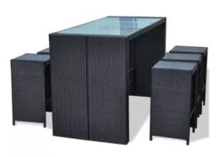 Table De Bar Rectangulaire Et 6 Tabourets De Jardin Résine Tressée Noir Boo -Mobilier De Jardin table de bar rectangulaire et 6 tabourets de jardin resine tressee noir boo 8718475960379 262534