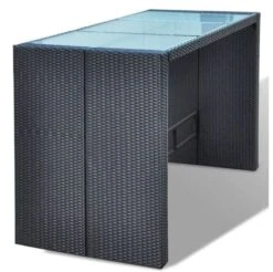 Table De Bar Rectangulaire Et 6 Tabourets De Jardin Résine Tressée Noir Boo -Mobilier De Jardin table de bar rectangulaire et 6 tabourets de jardin resine tressee noir boo 8718475960379 262535