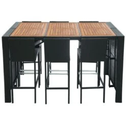 Table De Bar Rectangulaire Et 6 Tabourets De Jardin Résine Tressée Noir Klark -Mobilier De Jardin table de bar rectangulaire et 6 tabourets de jardin resine tressee noir klark 8718475501855 332156