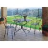 Table De Jardin Romantique En Fer Forgé Avec Trou Central Pour Parasol - 95 Cm - Vert/Gris -Mobilier De Jardin table de jardin romantique en fer forge avec trou central pour parasol 95 cm vert gris 8412045098546 438557