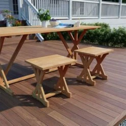 Tabouret De Jardin Teck Massif Clair Ketia - Lot De 2 -Mobilier De Jardin tabouret de jardin teck massif clair ketia lot de 2 8718475580935 384478