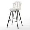 Tabouret Haut De Jardin Rotin Synthétique Blanc Et Métal Noir Ousfa -Mobilier De Jardin tabouret haut de jardin rotin synthetique blanc et metal noir 8435471813866 576285