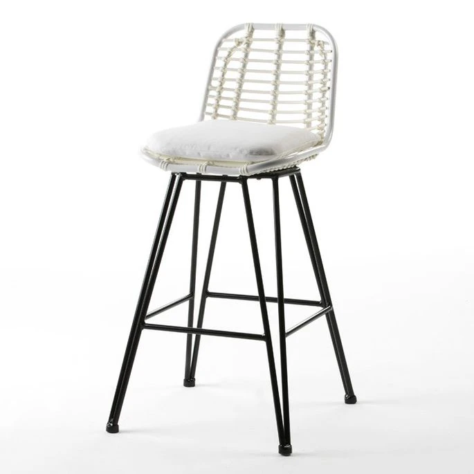 Tabouret Haut De Jardin Rotin Synthétique Blanc Et Métal Noir Ousfa 3 Tabouret Haut De Jardin Rotin Synthétique Blanc Et Métal Noir Ousfa