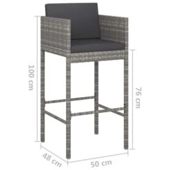 Tabourets De Bar 2 Pcs Avec Coussins Gris Résine Tressée -Mobilier De Jardin tabourets de bar 2 pcs avec coussins gris resine tressee 3666722244886 1099860