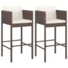 Tabourets De Bar 2 Pcs Avec Coussins Marron Résine Tressée -Mobilier De Jardin tabourets de bar 2 pcs avec coussins marron resine tressee 3666722244909 1099841