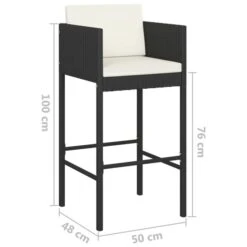 Tabourets De Bar 4 Pcs Avec Coussins Noir Résine Tressée -Mobilier De Jardin tabourets de bar 4 pcs avec coussins noir resine tressee 3666722246064 1097934