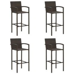 Tabourets De Bar 4 Pcs Marron Résine Tressée
