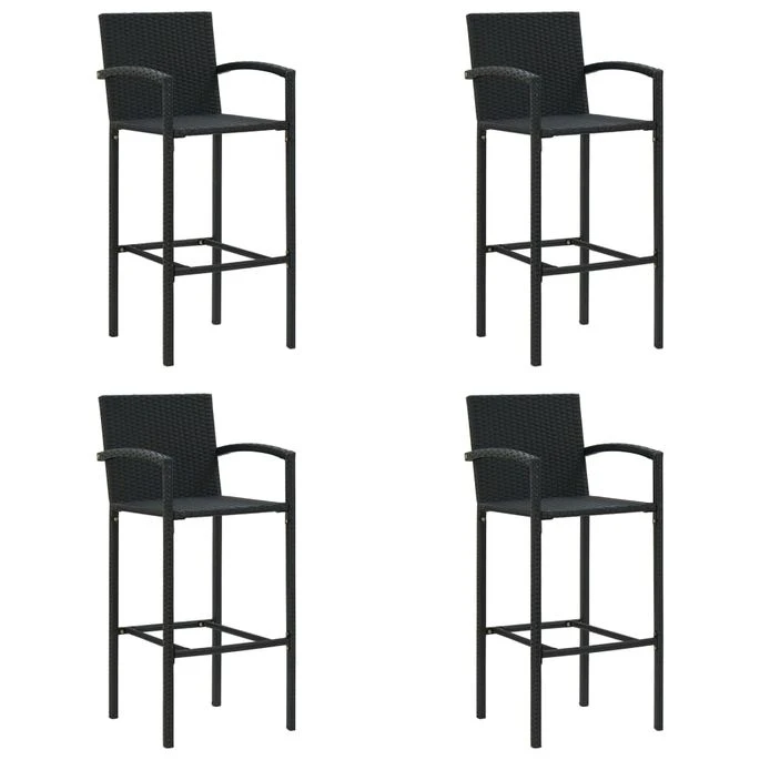 Tabourets De Bar 4 Pcs Noir Résine Tressée 3 Tabourets De Bar 4 Pcs Noir Résine Tressée