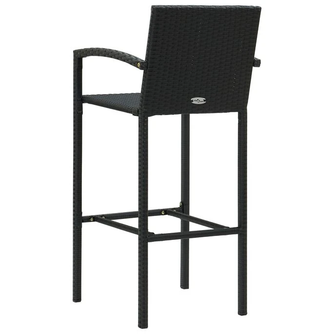 Tabourets De Bar 4 Pcs Noir Résine Tressée 7 Tabourets De Bar 4 Pcs Noir Résine Tressée – Image 5
