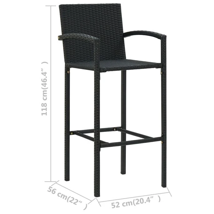 Tabourets De Bar 4 Pcs Noir Résine Tressée 10 Tabourets De Bar 4 Pcs Noir Résine Tressée – Image 8