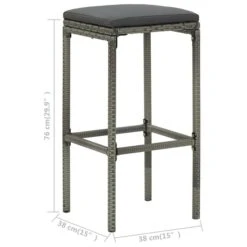 Tabourets De Bar Avec Coussins 3 Pcs Gris Résine Tressée -Mobilier De Jardin tabourets de bar avec coussins 3 pcs gris resine tressee 3666722354899 943857