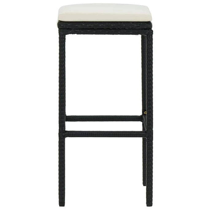 Tabourets De Bar Avec Coussins 6 Pcs Noir Résine Tressée 6 Tabourets De Bar Avec Coussins 6 Pcs Noir Résine Tressée – Image 4