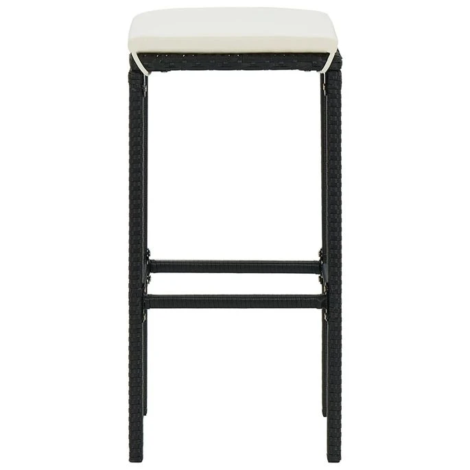 Tabourets De Bar Avec Coussins 6 Pcs Noir Résine Tressée 7 Tabourets De Bar Avec Coussins 6 Pcs Noir Résine Tressée – Image 5