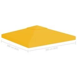 Toile De Toit De Belvédère 2 Niveaux 310 G/m² 3x3 M Jaune -Mobilier De Jardin toile de toit de belvedere 2 niveaux 310 g m 3x3 m jaune 3666722203173 1165959