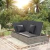 Transat Convertible Avec Coussin Résine Tressée Gris Foncé -Mobilier De Jardin transat convertible avec coussin resine tressee gris fonce 3666722124782 1345162