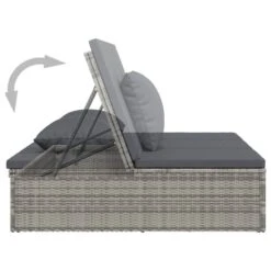 Transat Convertible Avec Coussin Résine Tressée Gris Foncé -Mobilier De Jardin transat convertible avec coussin resine tressee gris fonce 3666722124782 1345170