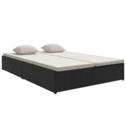 Transat Convertible Avec Coussins Résine Tressée Noir -Mobilier De Jardin transat convertible avec coussins resine tressee noir 3666722763547 1414420