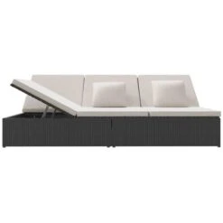 Transat Convertible Avec Coussins Résine Tressée Noir -Mobilier De Jardin transat convertible avec coussins resine tressee noir 3666722763547 1414421