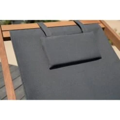 Transat En Eucalyptus Avec Assise En Polyester - Gris - MERI -Mobilier De Jardin transat en eucalyptus avec assise en polyester gris meri 3612407256101 597600