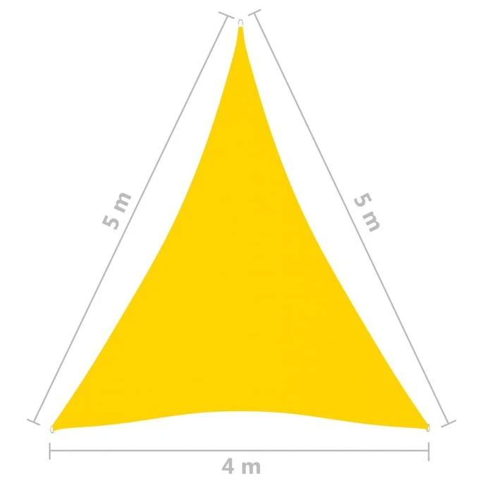 Voile De Parasol Tissu Oxford Triangulaire 4x5x5 M Jaune 8 Voile De Parasol Tissu Oxford Triangulaire 4x5x5 M Jaune – Image 6