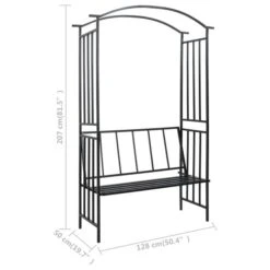 Voûte De Jardin Avec Banc Noir 128x50x207 Cm Fer -Mobilier De Jardin voute de jardin avec banc noir 128x50x207 cm fer 3666722179423 1218696